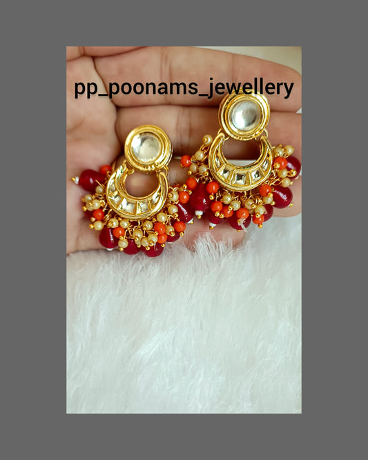 Meenakari Kundan Chandbali Earring