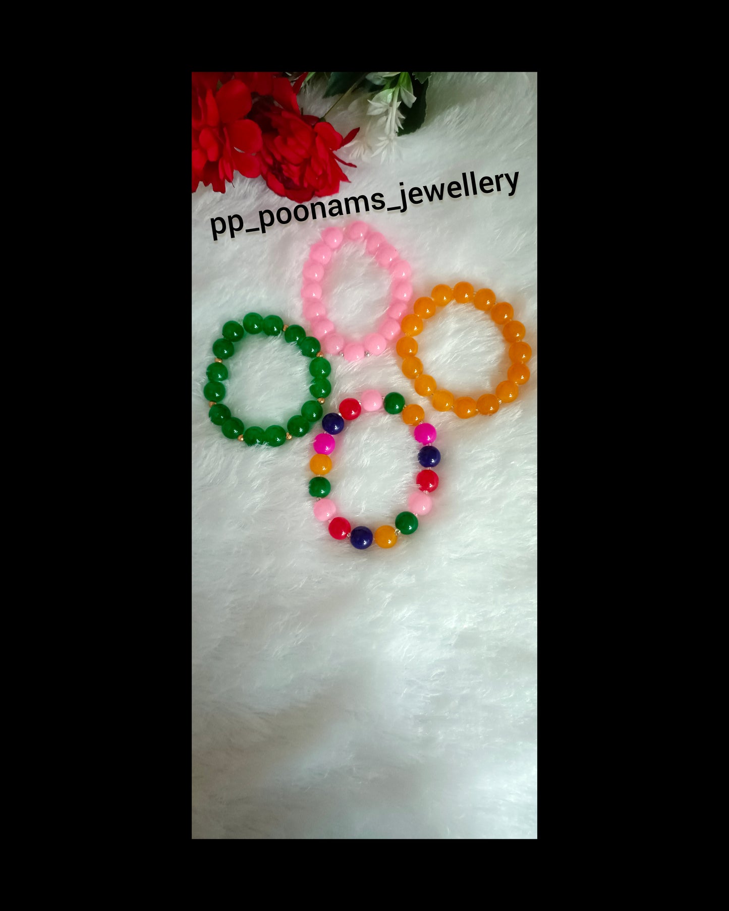 Combo of 4- Elastic Colorful Bracelets (Size- 10mm)