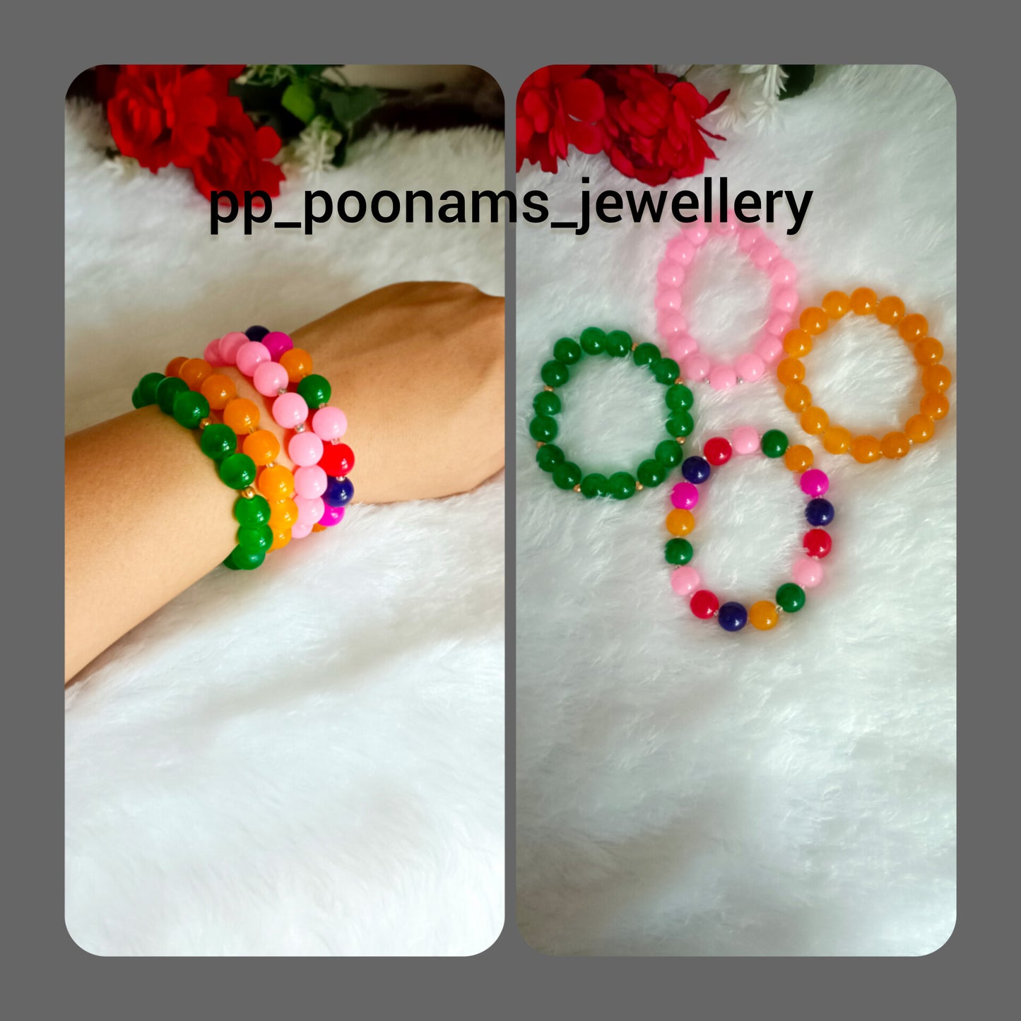 Combo of 4- Elastic Colorful Bracelets (Size- 10mm)