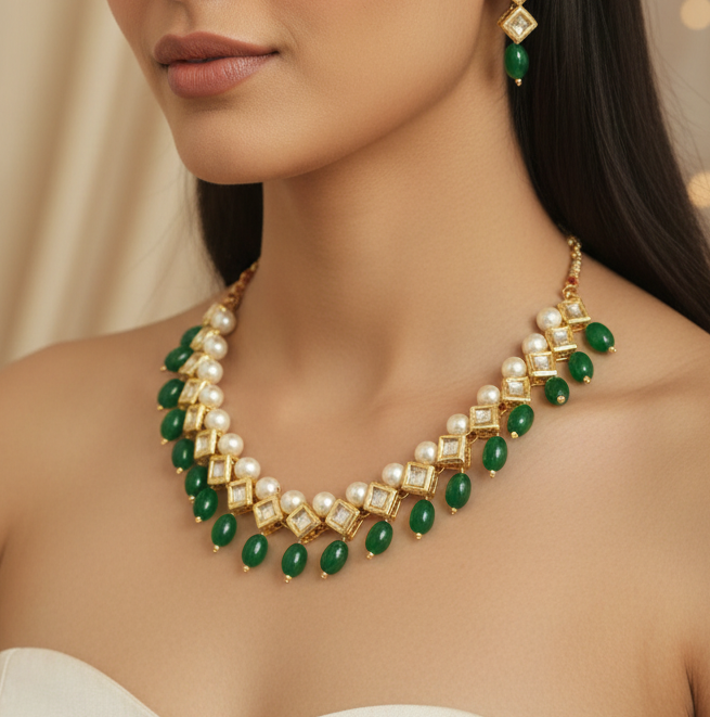 Gold Plated Meenakari Kundan Set