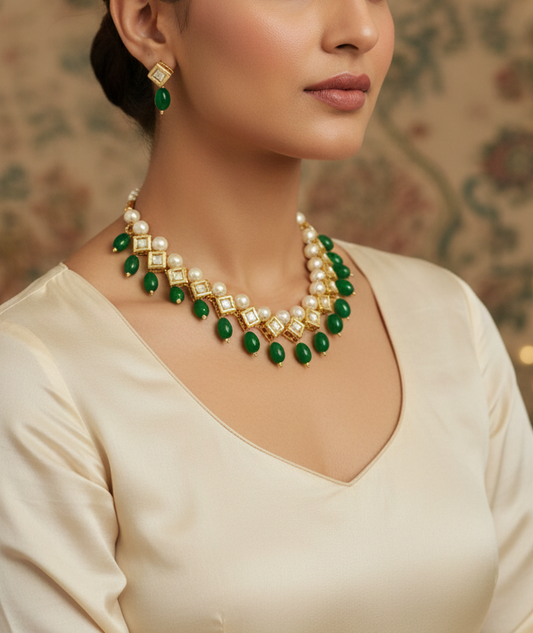 Gold Plated Meenakari Kundan Set