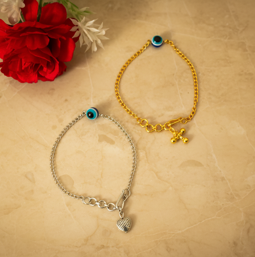 Evil Eye Golden & Silver Chain Bracelets