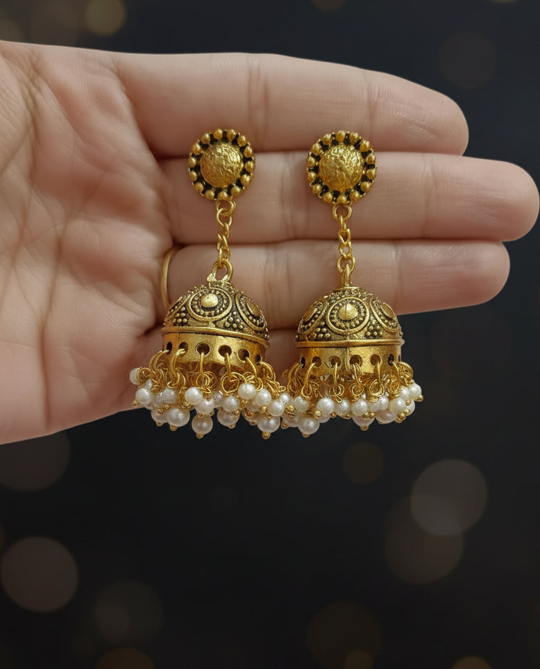 Golden Chain Jhumkas