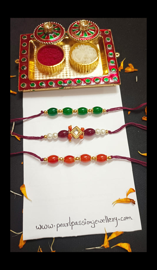 Multicolored Combo of 3 Rakhi