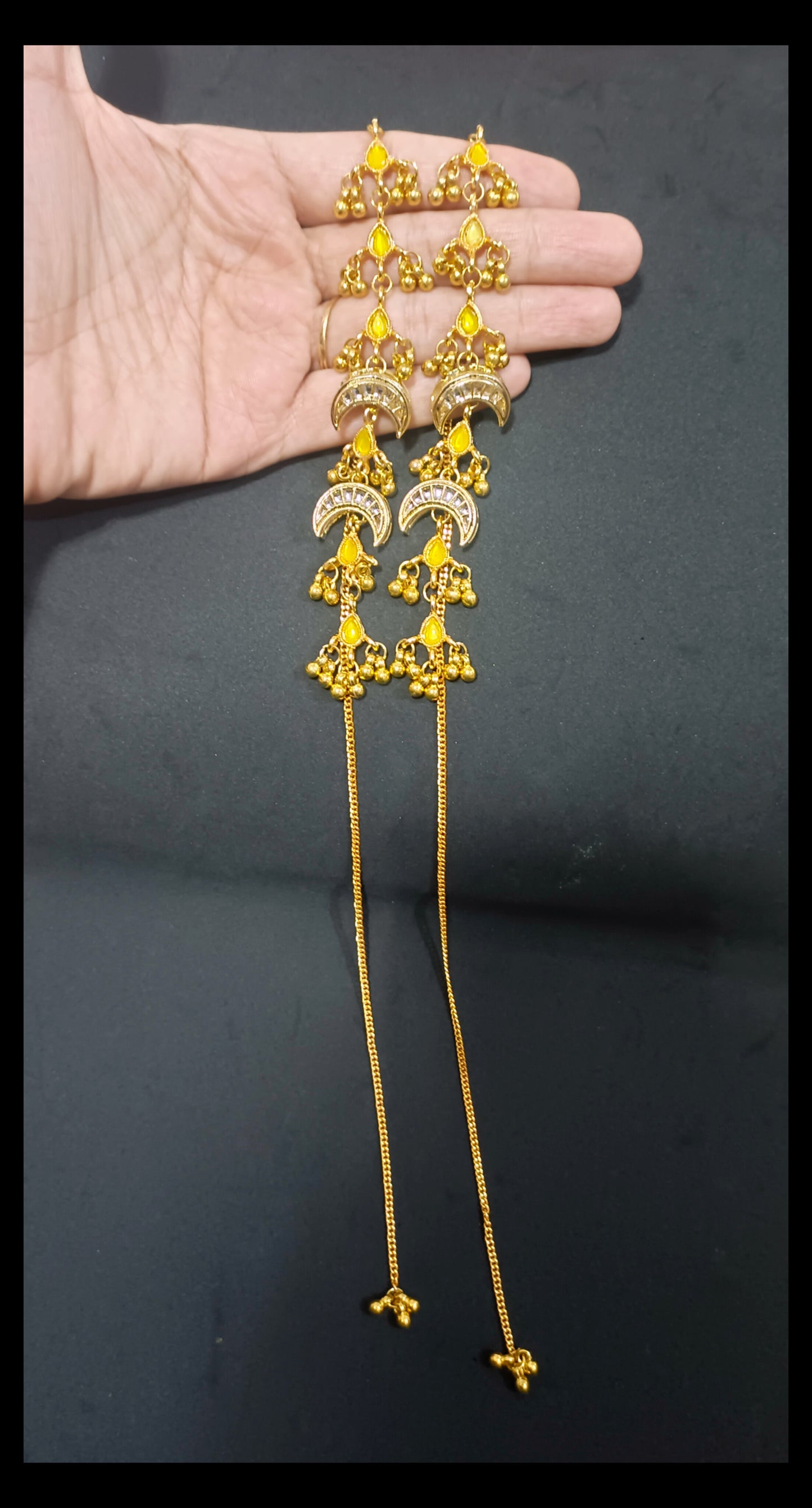 Earcuff Kashmiri Long Kundan Earrings