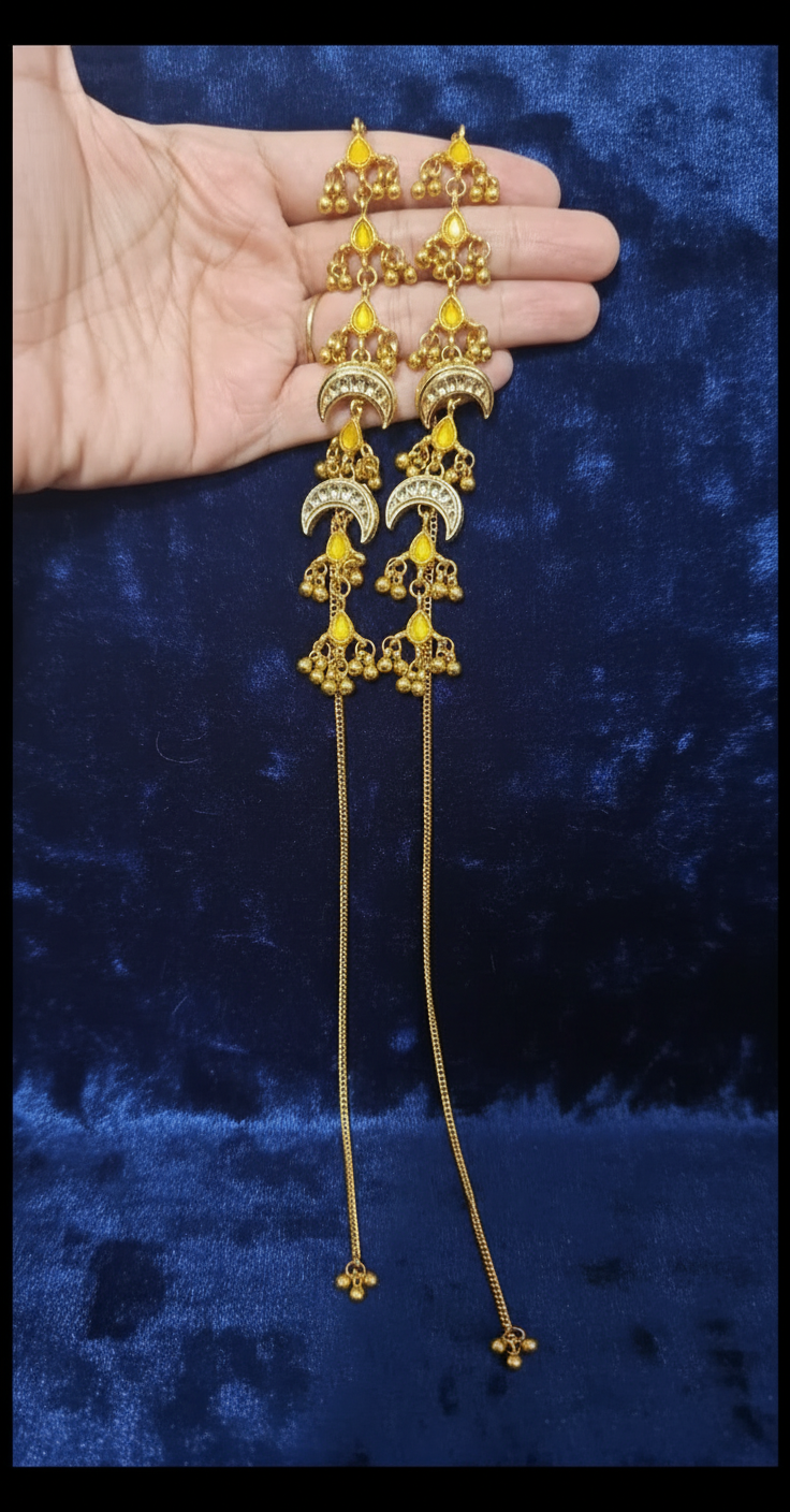 Earcuff Kashmiri Long Kundan Earrings