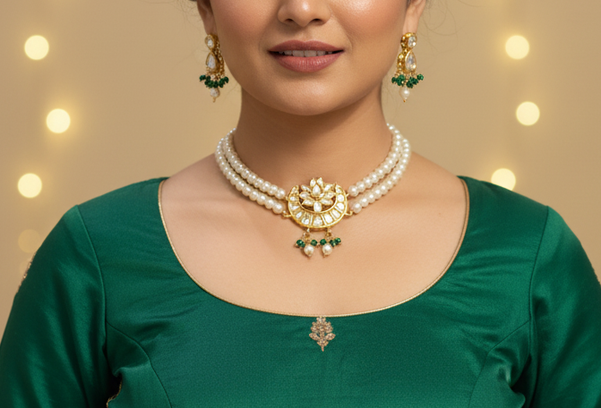 Kundan Pearl Choker Set
