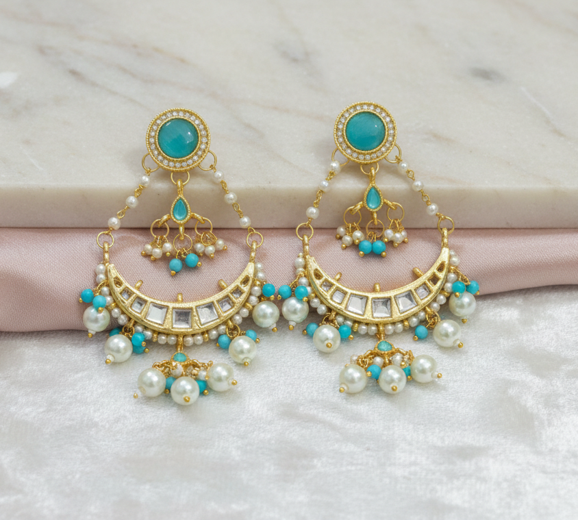 Kundan Long Chandbali Earrings