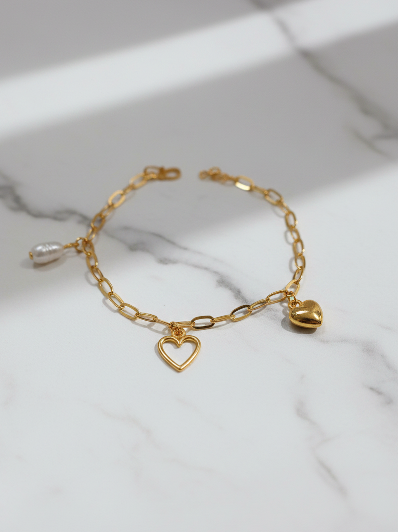 Delicate Gold-Plated Chain Charm Bracelet