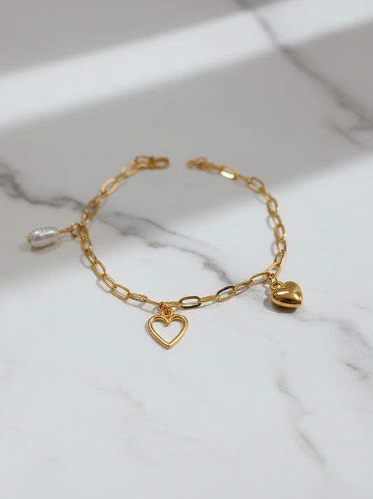 Delicate Gold-Plated Chain Charm Bracelet