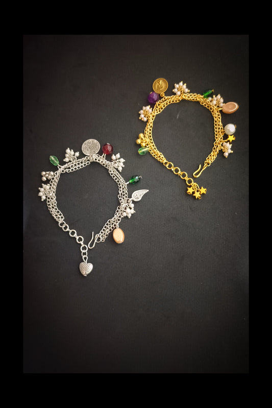 Combo of 2 Gold & Silver Chain Bracelet