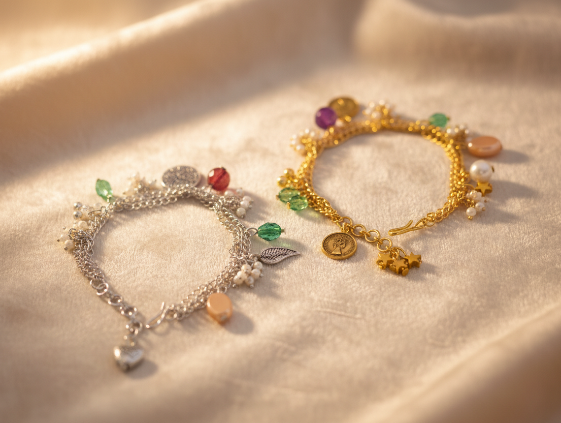 Combo of 2 Gold & Silver Chain Bracelet