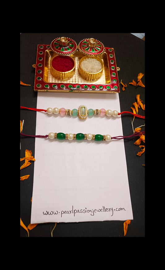 Combo of 2 Kundan Pendant Rakhi