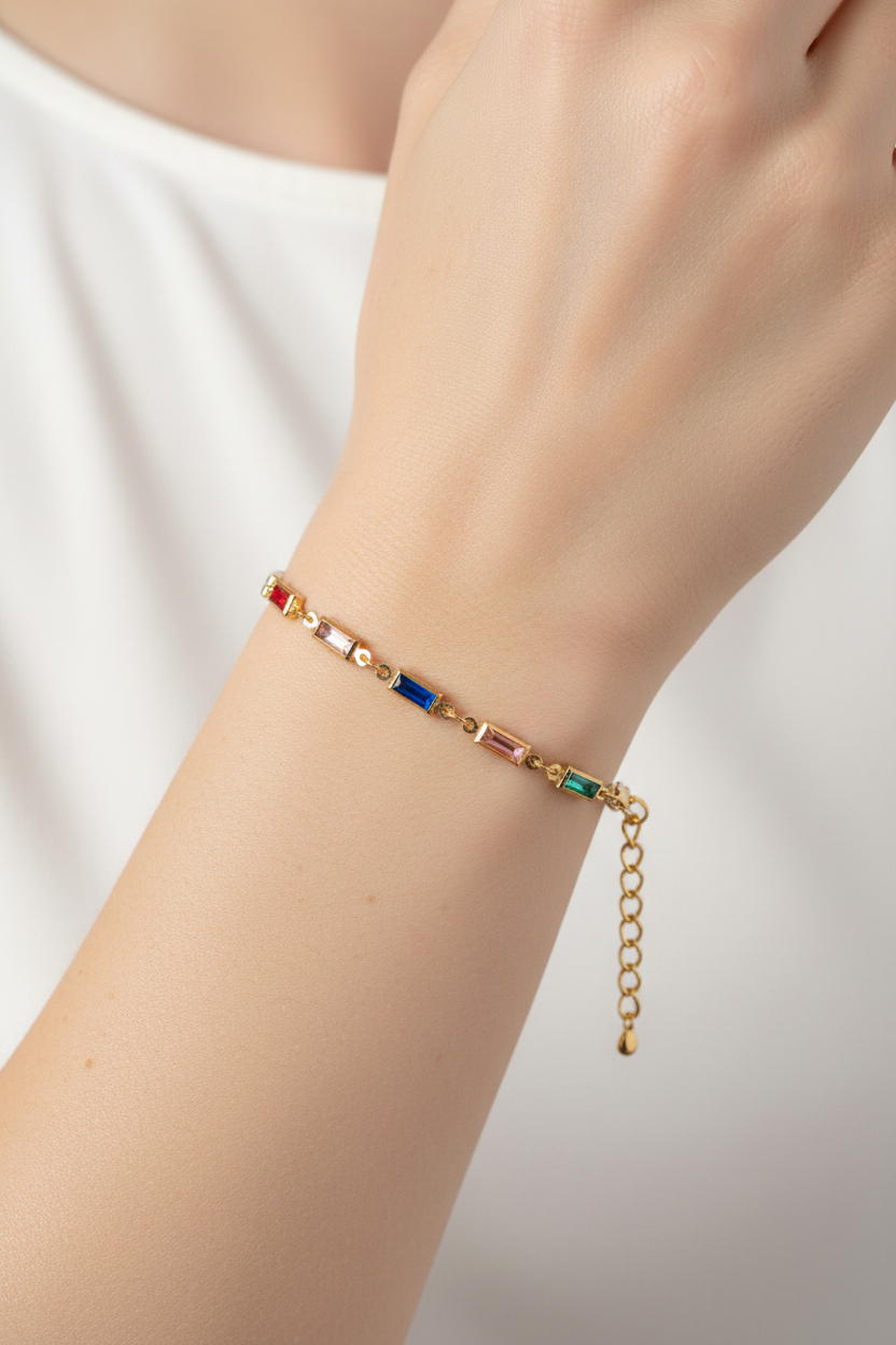 Delicate Rectangle Shaped Colorful Bracelet