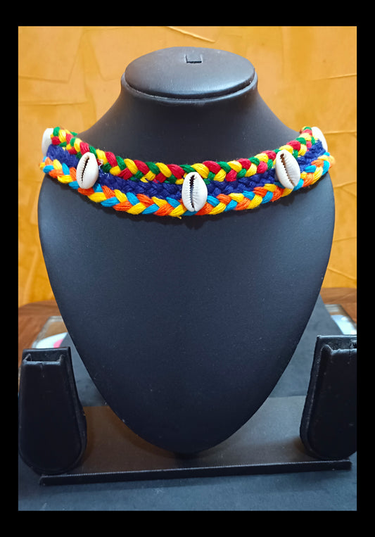 Adjustable Multi-Color Cotton Thread Shell Necklace