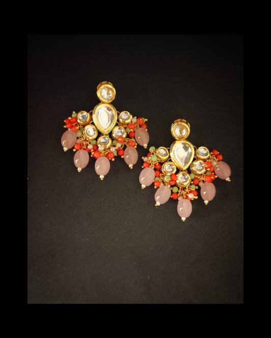 V-shape Meenakari Kundan Earrings