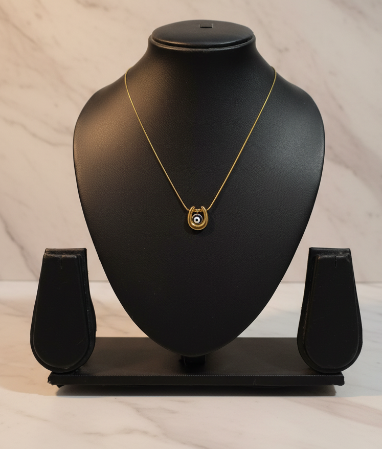 Golden Oxidised Anti-Tarnish Evil Pendant Necklace