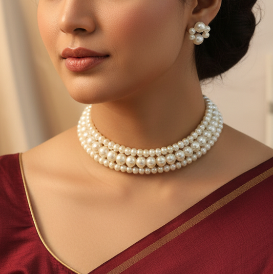 Off-White Pearl Choker Set