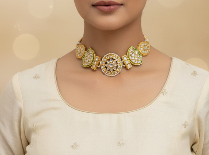 Gold-Plated Kundan Choker Set