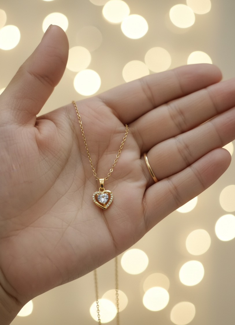 Anti-Tarnish Heart Pendant Necklace