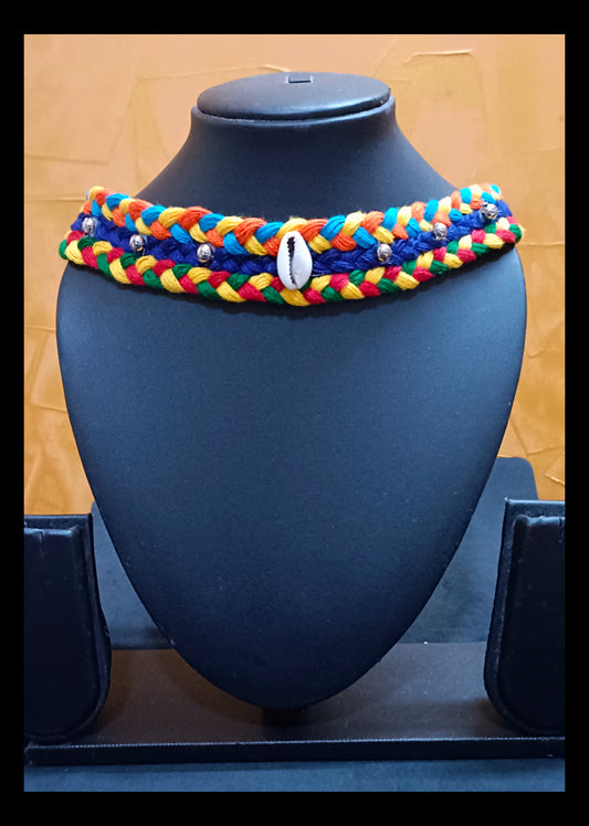 Adjustable Multi-Color Cotton Thread Oxidised Necklace