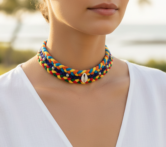 Adjustable Multi-Color Cotton Thread Oxidised Necklace
