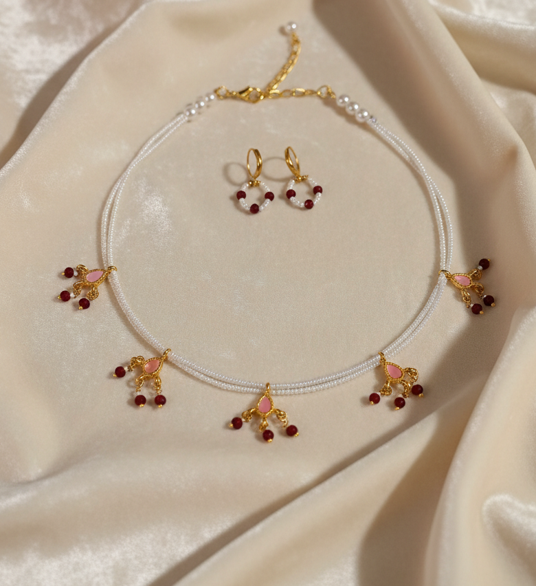 White Pearl with Kundan Necklace Set