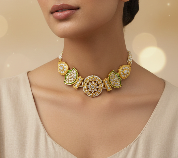 Gold-Plated Kundan Choker Set