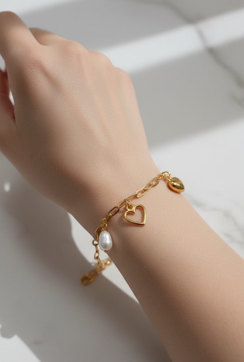 Delicate Gold-Plated Chain Charm Bracelet