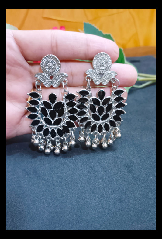 Oxidised Black Silver Plated Light Earrings
