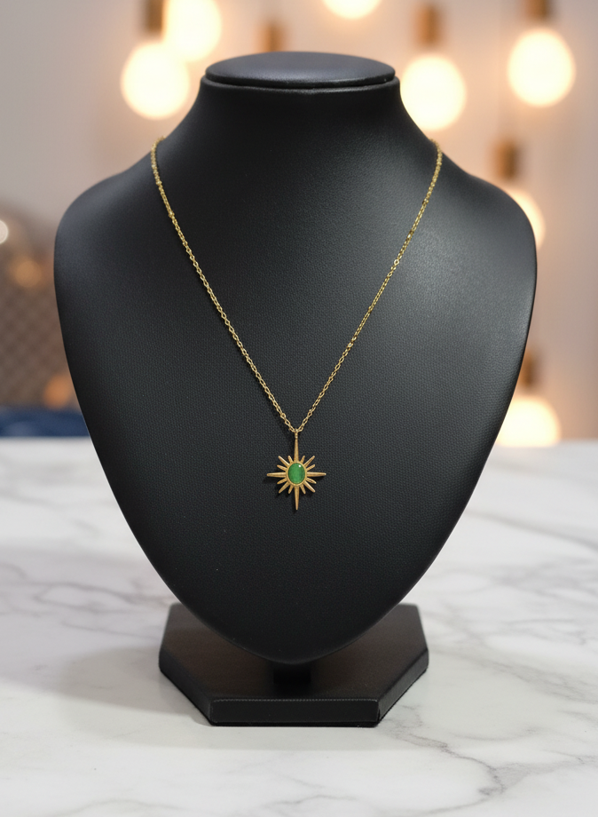 Golden Oxidised Anti-Tarnish Pendant Necklace