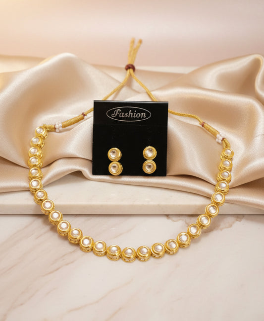 Single Line Meenakari Kundan Necklace set
