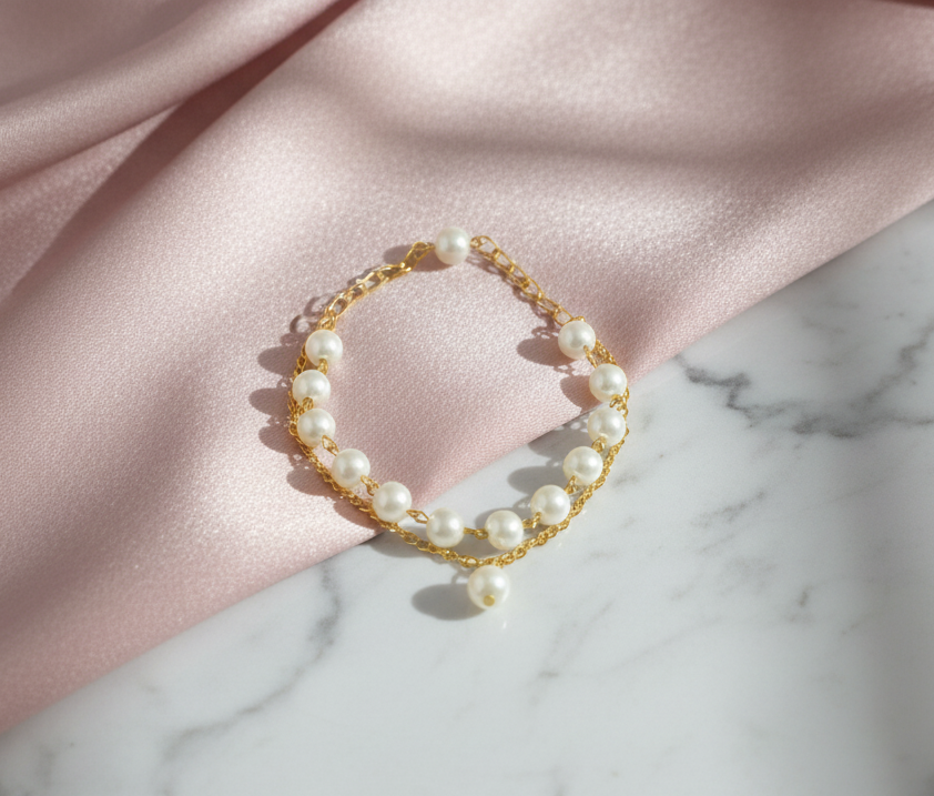 Gold-Plated Chain Beads Bracelet