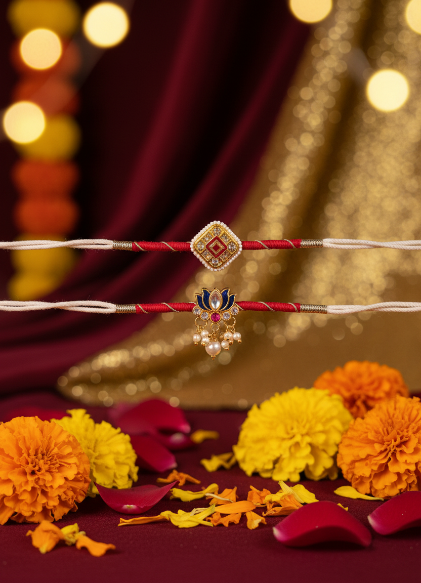 Combo of 2 Kundan Rakhis
