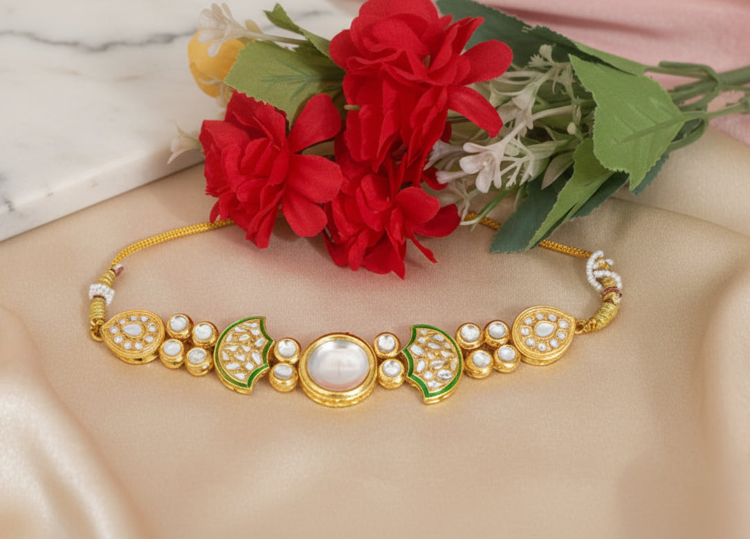 Gold-Plated Meenakari Kundan Choker Set
