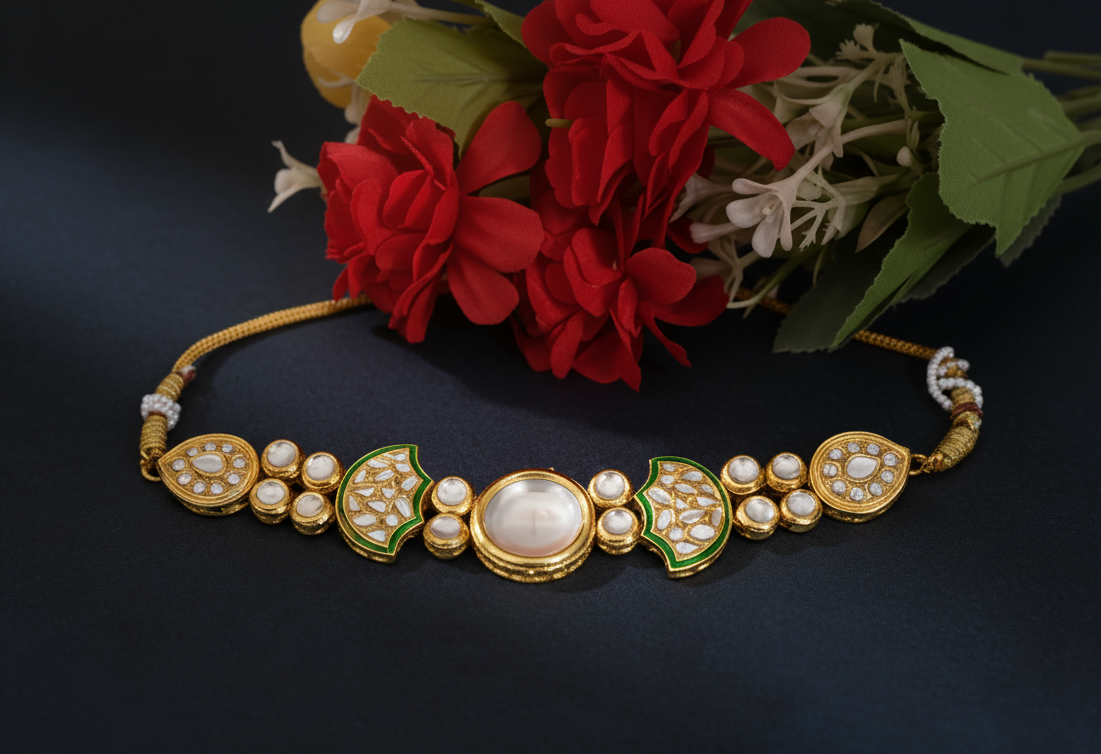 Gold-Plated Meenakari Kundan Choker Set