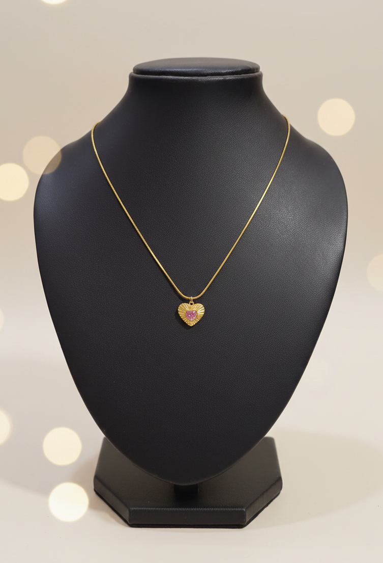 Golden Oxidised Anti-Tarnish Heart Pendant Necklace