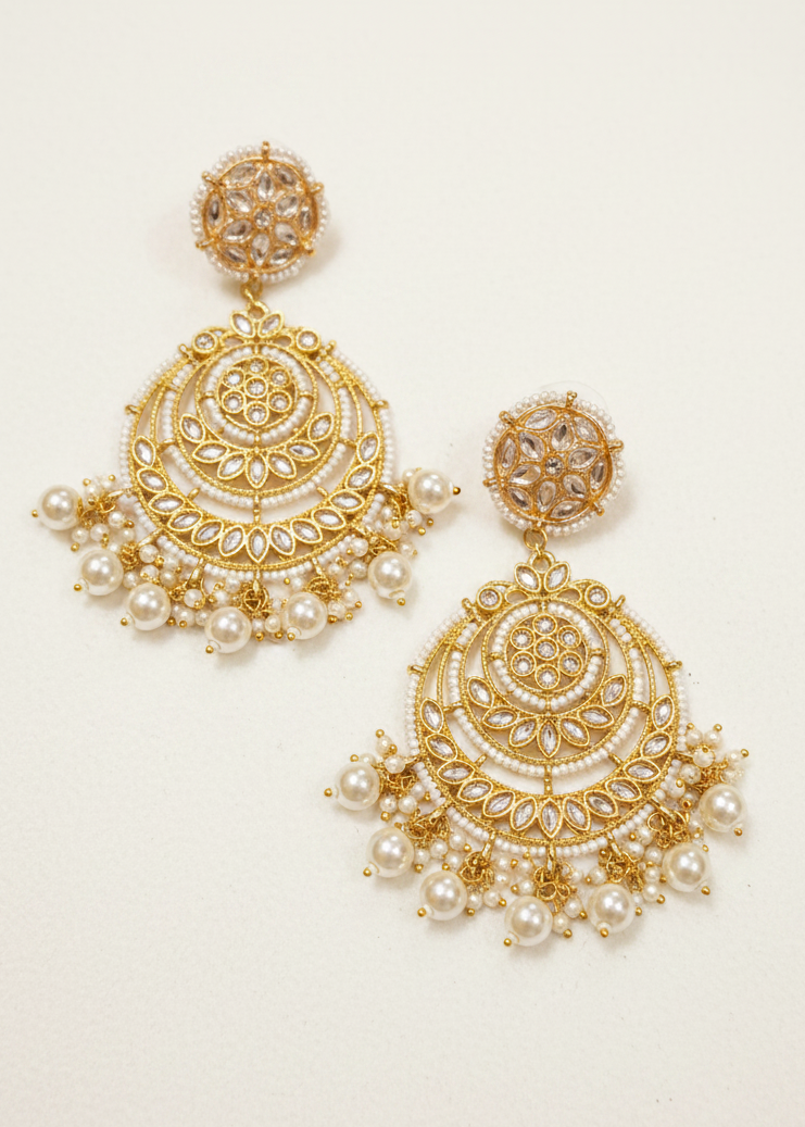 Meenakari Kundan Chandbali Earrings