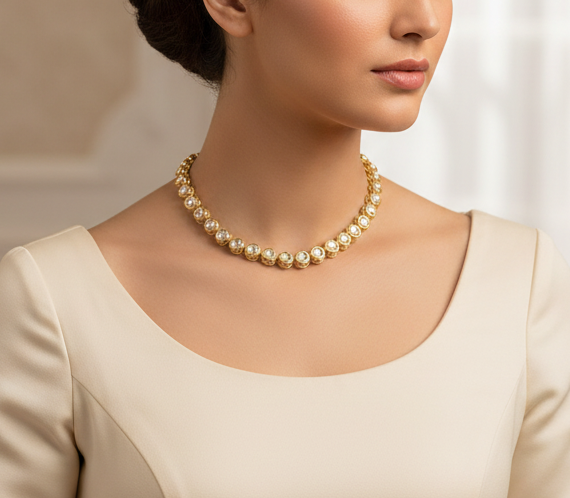 Single Line Meenakari Kundan Necklace set