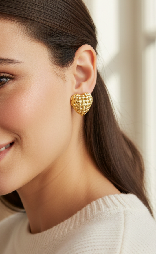 Anti-Tarnish Heart Shape Earrings