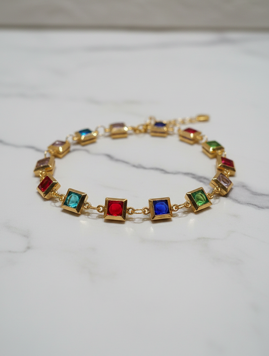 Delicate Square Shaped Colorful Bracelet