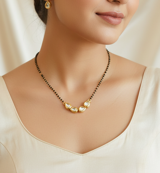 Gold Plated Meenakari Kundan Mangalsutra