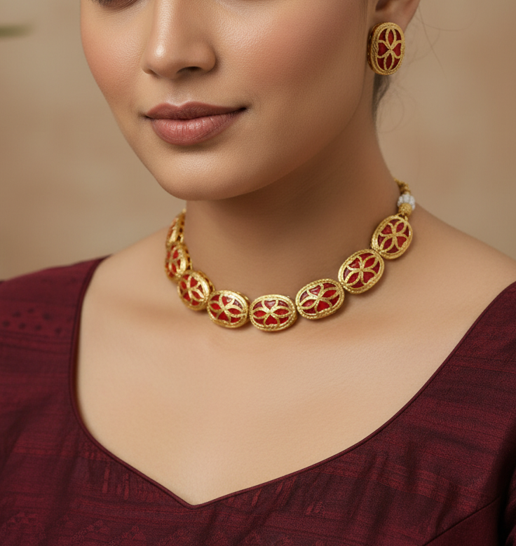 Gold-Plated Kundan Necklace Set
