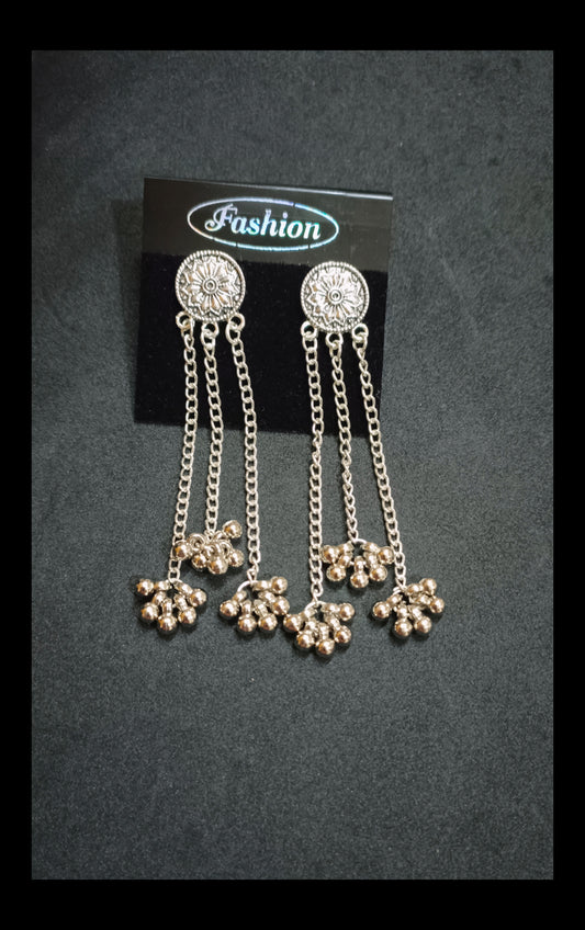 Oxidised Simple Chain Earrings