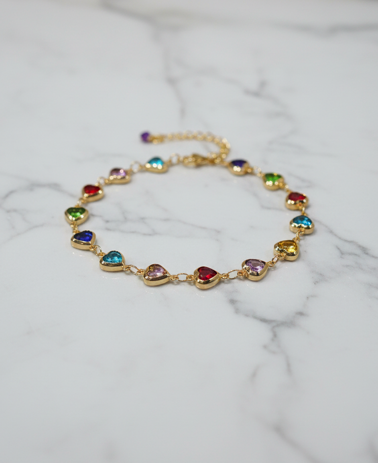 Delicate Heart Shaped Colorful Bracelet
