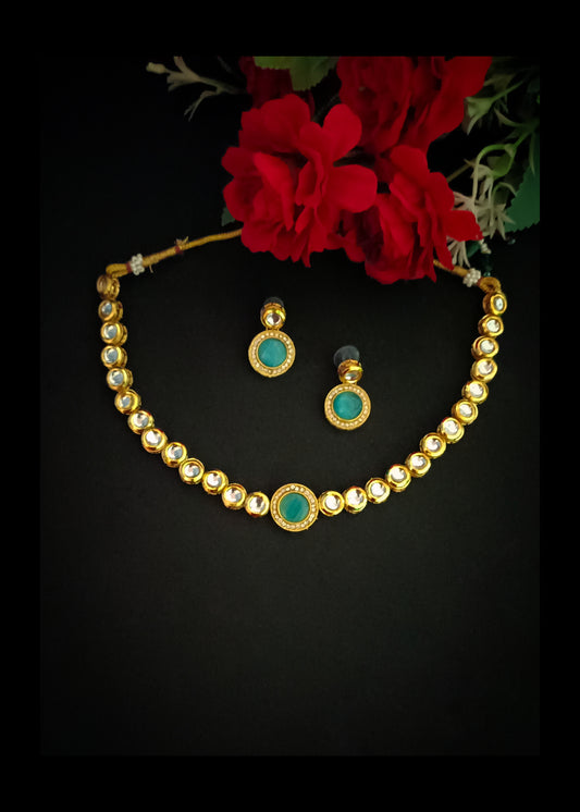 Single Line Meenakari Kundan Set
