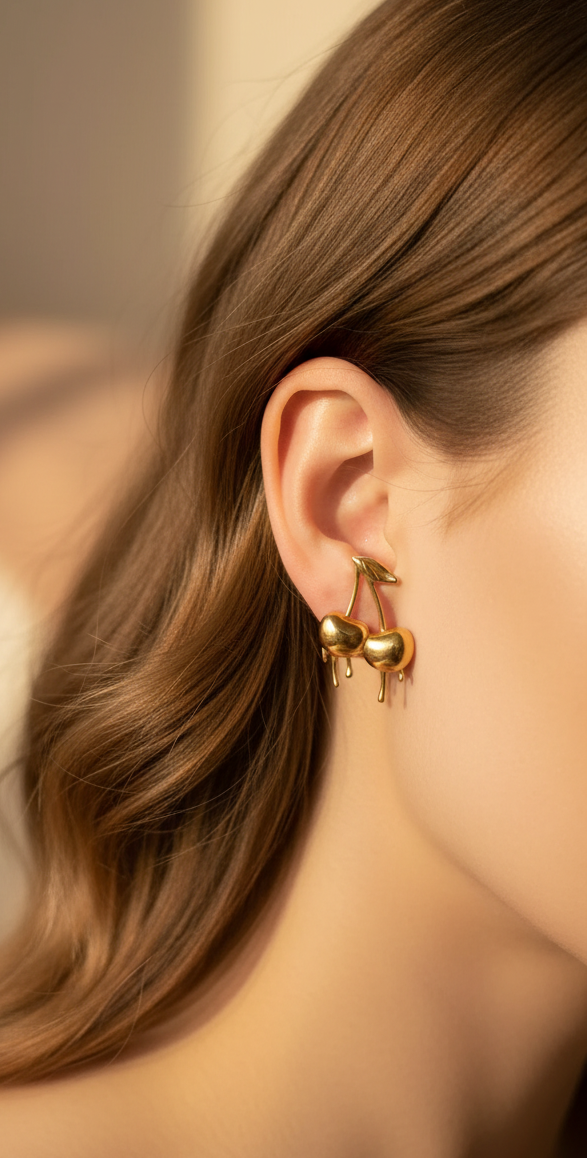 Anti-Tarnish Cherry Earrings