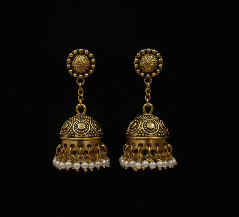 Golden Chain Jhumkas