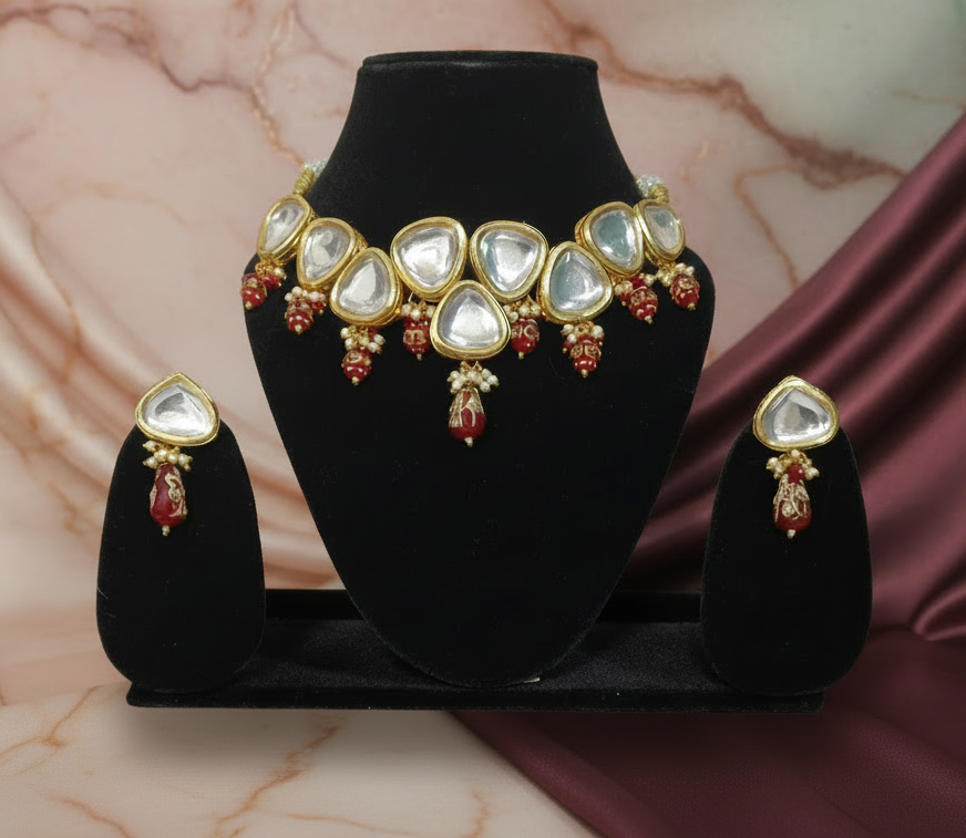 Gold- Plated Meenakari Kundan Necklace Set