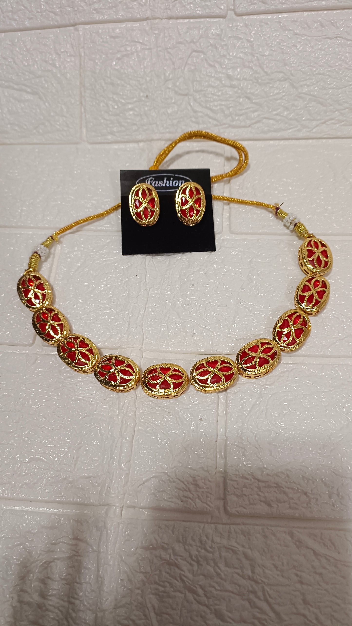 Gold-Plated Kundan Necklace Set